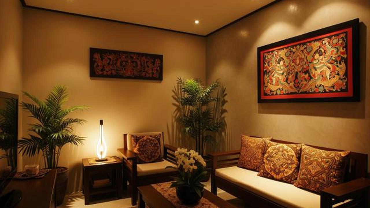 Pencahayaan Berlapis (Layered Lighting)/Inspirasi Desain Ruang Tamu Luas di Rumah Kecil (Sumber: gemini.com)