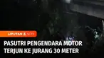 Sepasang suami istri yang mengendarai sepeda motor terjun ke jurang sedalam 30 meter di Sumedang, Jawa Barat. Dua korban mengalami luka parah.