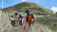 Sejumlah pekerja sedang memerbaiki jalur pendakian Taman Nasional Gunung Merbabu (Dok.Instagram/@balai_tn_gunungmerbabu/https://www.instagram.com/p/CIazqOvj3CZ/Komarudin)
