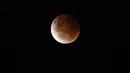 Bulan purnama terlihat selama gerhana sebagian di Sydney, Australia pada Rabu (26/5/2021). Gerhana bulan total yang bertepatan dengan Supermoon untuk pertama kalinya dalam dua tahun. (Saeed KHAN / AFP)