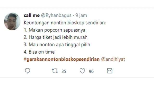 Keuntungan Nonton Sendiri