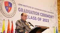 Menteri Komunikasi dan Informatika (Menkominfo) Budi Arie Setiadi menghadiri sekaligus menjadi salah satu pembicara saat acara wisuda LSPR Institute of Communication &amp; Business (LSPR Institute) pada hari ini, Kamis (30/11/2023). (Ist)