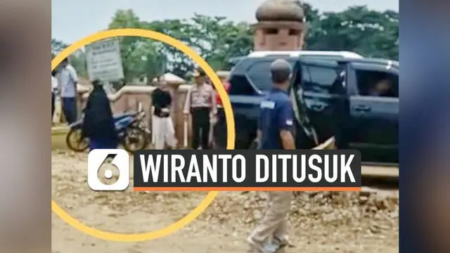 Persiapan tersangka pelaku penusukan Menkopolhukam Wiranto tertangkap kamera. Ia menunggu Wiranto tepat di belakang mobil sebelum melakukan aksinya.