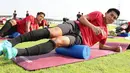 Gelandang Timnas Indonesia U-22, Muhammad Taufany saat sesi latihan di Visakha Training Center, Phnom Penh, Kamboja, Sabtu (6/5/2023) jelang menghadapi Timor Leste pada laga ketiga Grup A SEA Games 2023, Minggu, 7 Mei 2023. (Bola.com/Abdul Aziz)