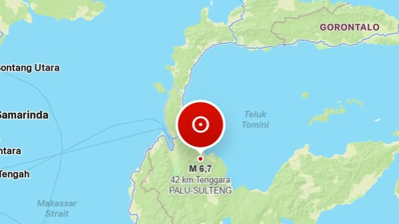 Gempa M6,7 guncang Tenggara Palu Sulteng. (Dok. BMKG)