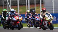 Mario Suryo Aji (nomor motor 64) pada balapan Moto2 Brasil di Sirkuit Ayrton Senna, Goiania. (Honda Team Asia)
