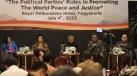 Sekjen PDIP Hasto Kristiyanto menghadiri dan menjadi pembicara seminar internasional bertema Partai Politik dan Demokrasi, dengan sub tema Peran Partai Politik Dalam Mempromosikan Keadilan dan Perdamaian Dunia. (Ist)