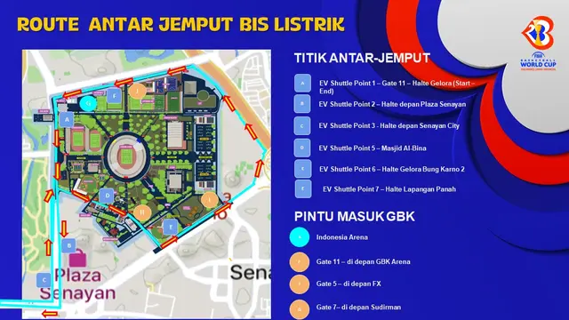Rute Shuttle Bus Listrik di FIBA World Cup 2023