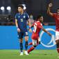 Gelandang Timnas Indonesia, Ricky Kambuaya ketika mencetak gol ke gawang Timnas Thailand di final Piala AFF 2020. (AFP/Roslan RAHMAN).
