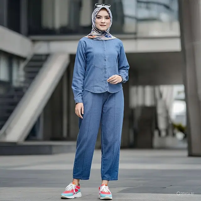 Setelan Denim All-in-One