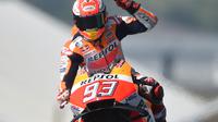 Marc Marquez beraksi di MotoGP Prancis. (AFP/Jean-Francois Monier)