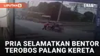 Pengemudi becak motor terobos lintasan kereta api viral di media sosial
