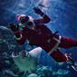 Seorang penyelam berpakaian seperti Sinterklas melambai dari dalam kolam penuh hiu dan pari di akuarium Sea Life Bangkok Ocean World di Bangkok, Thailand, Rabu (8/12/2021). Bangkok Ocean World menggelar pertunjukan selam Sinterklas untuk menyambut Natal. (Lillian SUWANRUMPHA / AFP)
