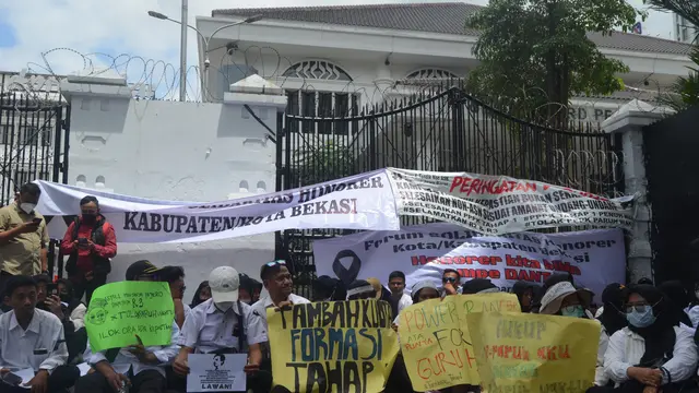 demo, guru honorer, jawa barat