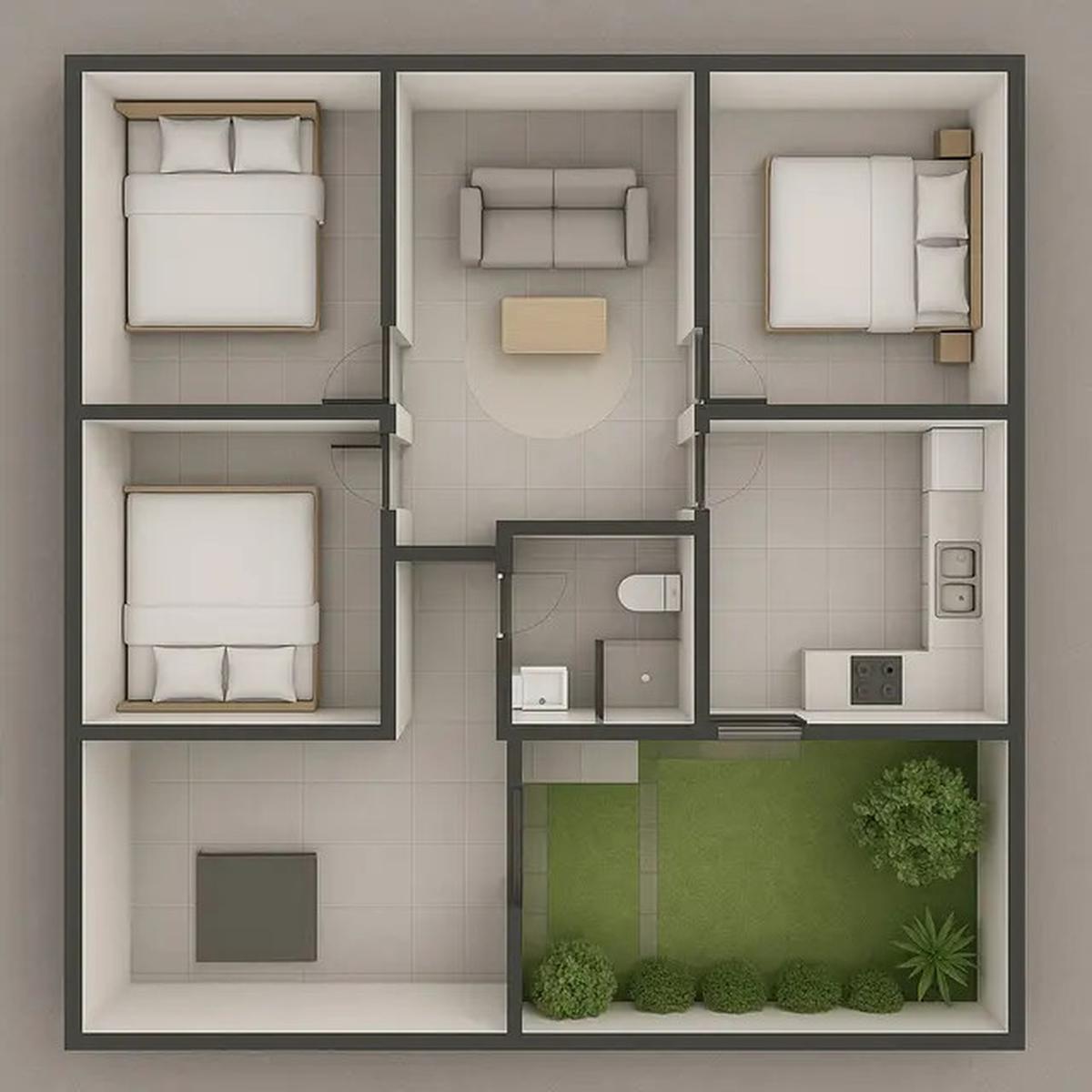 6 Denah Rumah Sederhana 9x9 3 Kamar dengan Gaya Minimalis Tren 2025