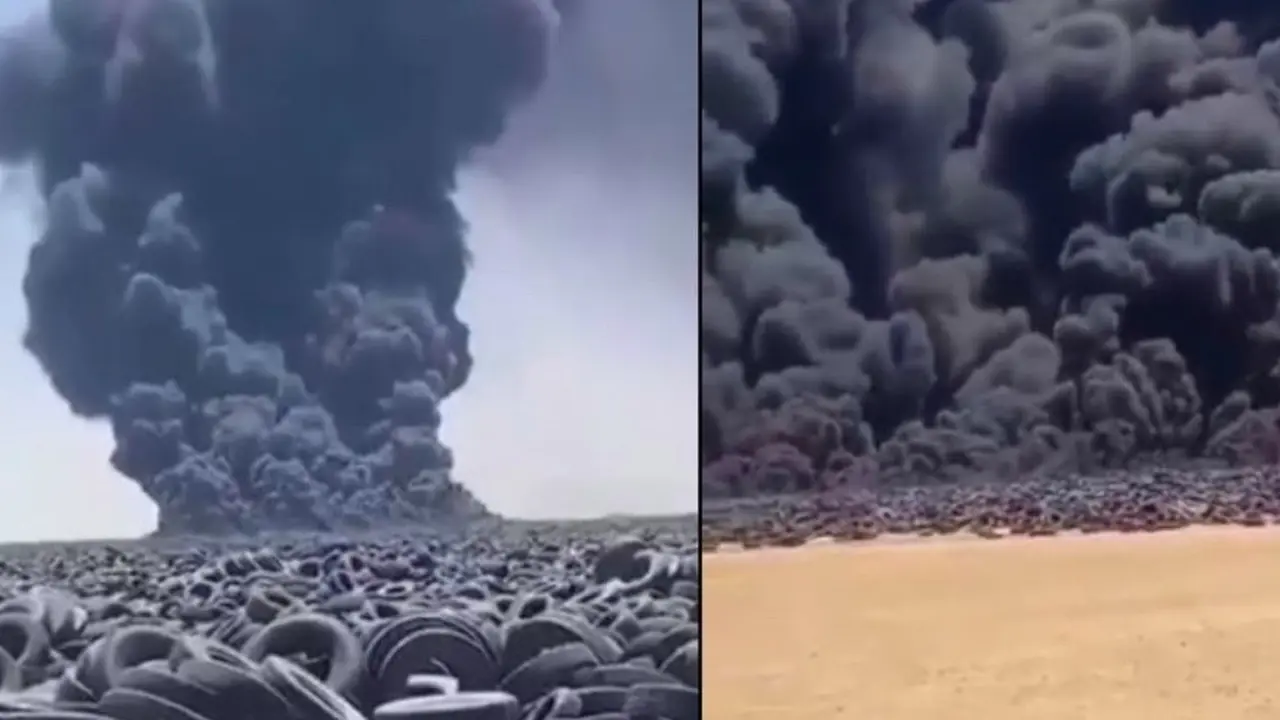Kebakaran kuburan ban di Kuwait (Insider Paper via Zing.vn)