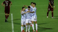 Timnas Argentina menang 3-1 atas Venezuela pada laga ketujuh kualifikasi Piala Dunia 2022 zona CONMEBOL di Estadio Olimpico de la UCV, Jumat (3/9/2021) pagi WIB. (AFP/POOL/Miguel Gutierrez)