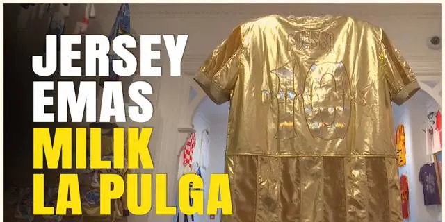 VIDEO: Jersey Mewah Berbalut Emas Milik Lionel Messi Dipamerkan di Inggris