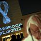 FIFA resmi meluncurkan logo Piala Dunia 2022 di Doha, Qatar, Selasa (3/9/2019). (AFP).