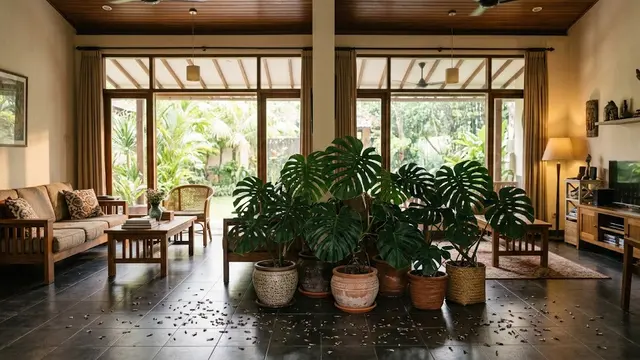 Tanaman untuk Pembatas Ruangan di Rumah Tanpa Sekat (AI Generated)