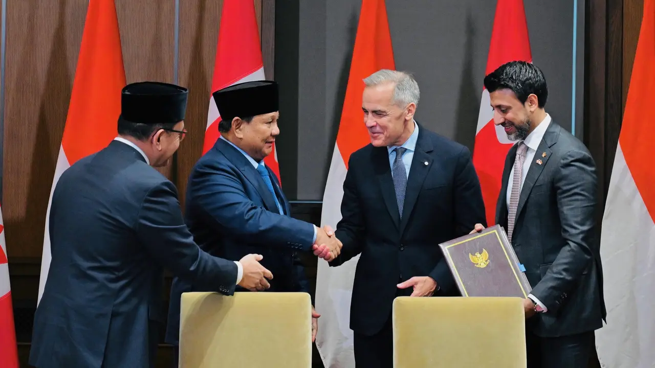 Penandatanganan MoU antara Indonesia dan Kanada oleh Presiden Prabowo Subianto dan Perdana Menteri (PM) Kanada Mark Carney.