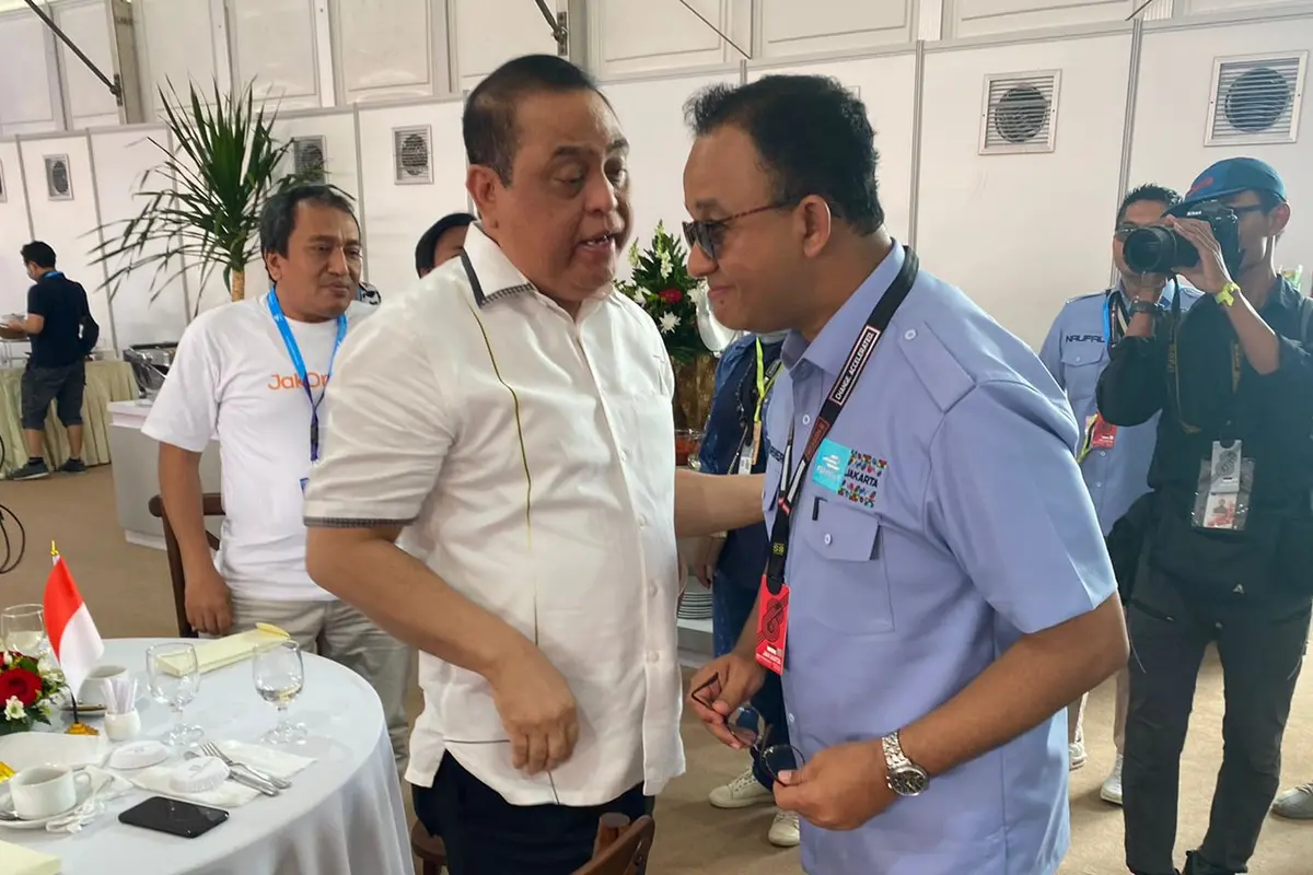 Orang dekat JK, Syafruddin bertemu Anies Baswedan di lokasi Formula E Jakarta.
