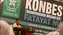 Wakil Presiden Jusuf Kalla memberikan pidato pada pembukaan Konferensi Besar XV Fatayat NU di Gedung Kementrian Agama, Jakarta. Foto diambil pada Jum'at (21/11/2014). (Liputan6.com/Faizal Fanani)