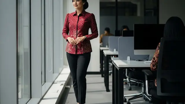 Kemeja Batik Lengan Puff Formal