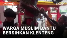 Sambut Tahun Baru Imlek, Warga Muslim di Jember Bantu Bersihkan Klenteng