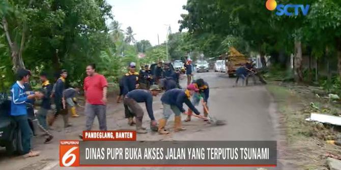 Dinas PUPR Banten Buka Akses Jalan yang Terputus Tsunami