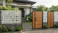9 Kombinasi Warna dan Motif Pagar Roster dengan Kayu, Perpaduan Klasik Estetik
