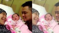 Oki Setiana Dewi dan Ory Vitrio berpose bersama anak pertama mereka, Maryam Nusaibah Abdullah. (sumber: instagram.com/maryamnusaibahabdullah)