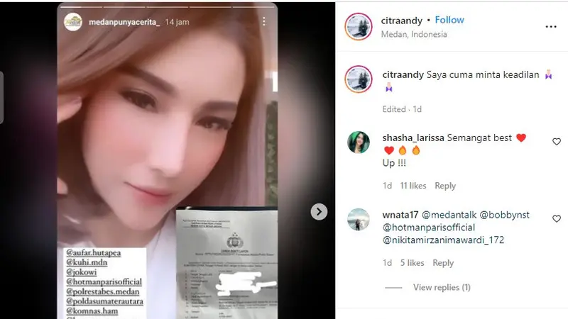 Unggahan Selebgram Citra Andy