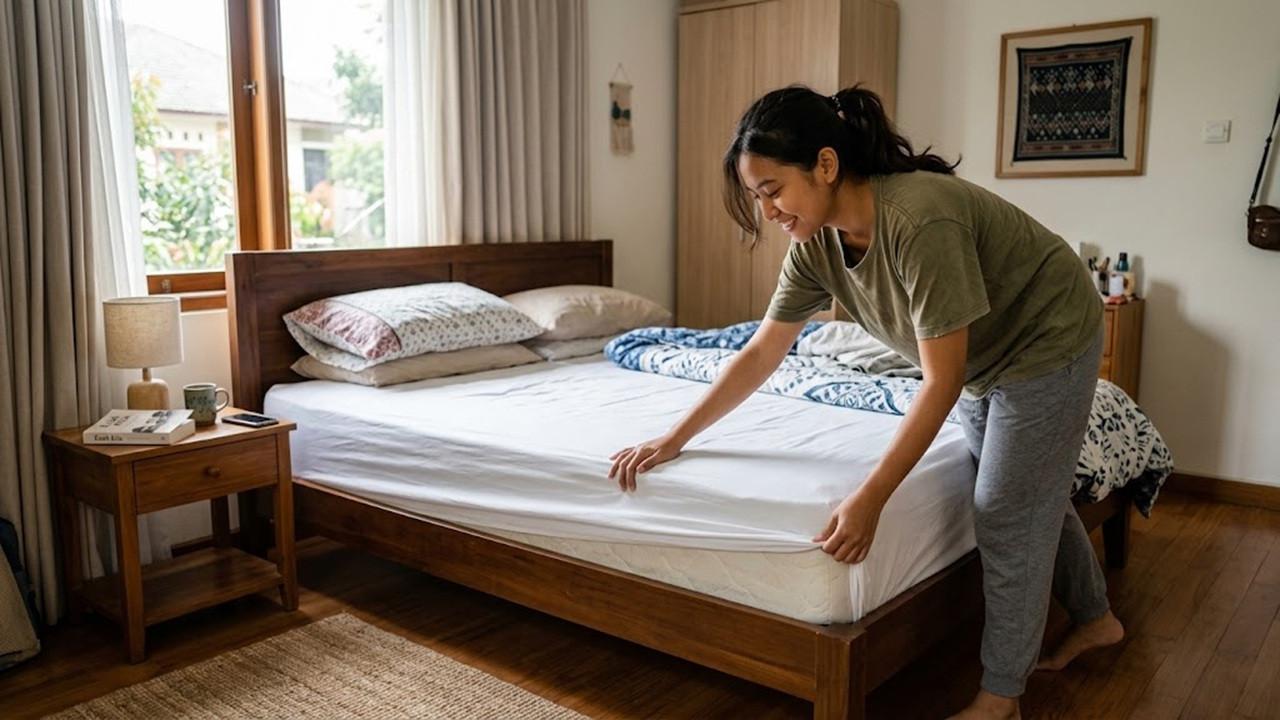 merapikan tempat tidur