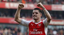 Urutan ketiga pemain termahal Arsenal adalah pemain asal Swis, Granit Xhaka. Xhaka dibeli Arsenal dari Borussia Mönchengladbach pada 25 Mei 2016 dengan nilai transfer sebesar kurang lebih 45 juta pounds. (AFP/IKIMAGES /Ian Kington)