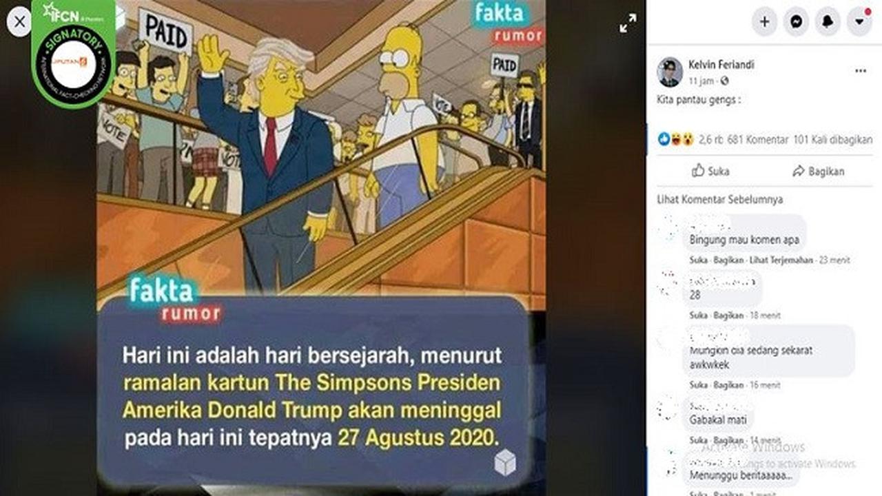 Gambar Tangkapan Layar Kabar Hoaks Tentang Donald Trump