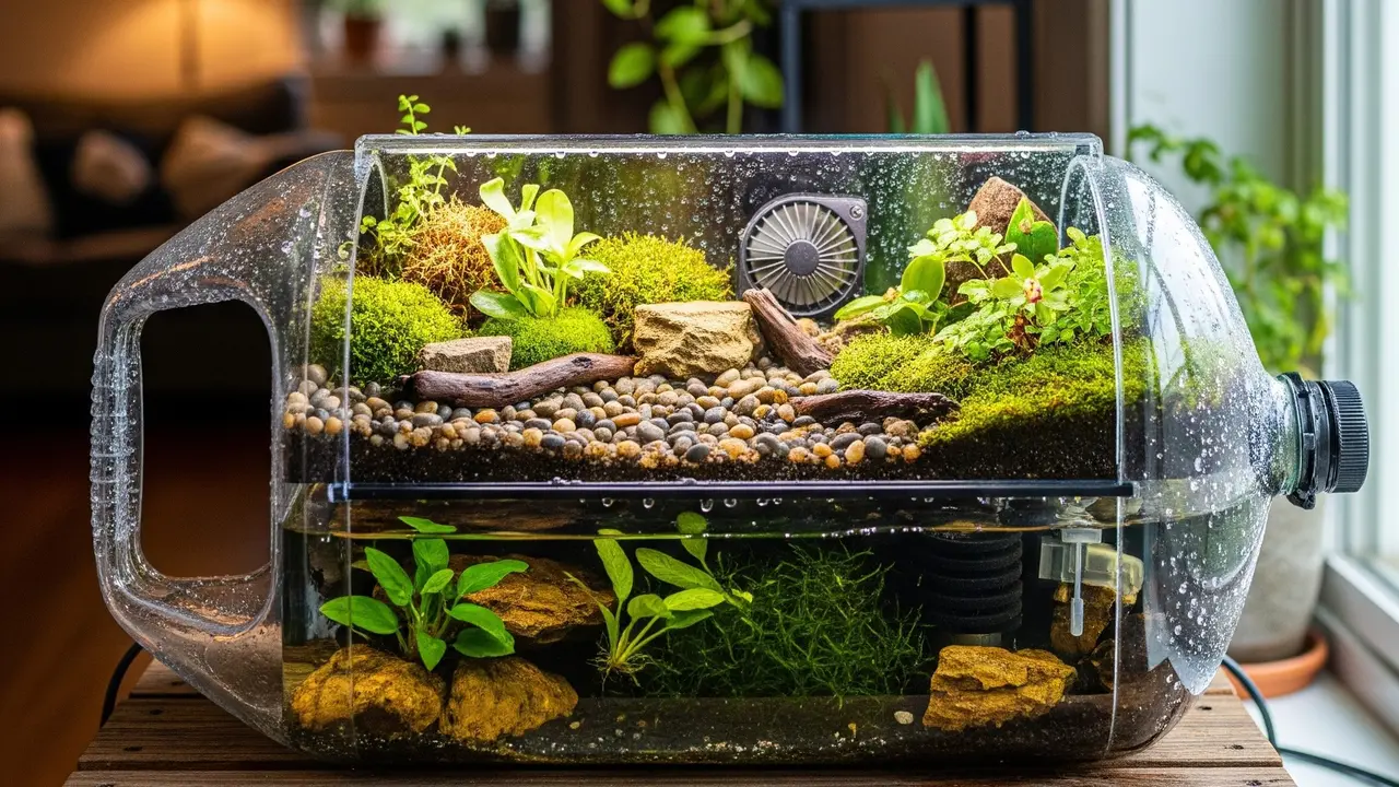 Kebun Paludarium dari Galon Bekas di Rumah (Gemini AI)