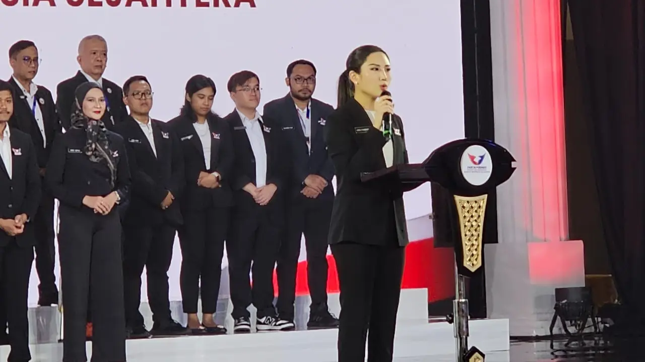 Ketua Umum Partai Perindo Angela Tanoesoedibjo dalam HUT ke-10 Partai Perindo yang bertema 'Transformasi dan Bangkit untuk Indonesia Sejahtera' di JIExpo Kemayoran, Jakarta Pusat, Sabtu (14/12) (Istimewa)