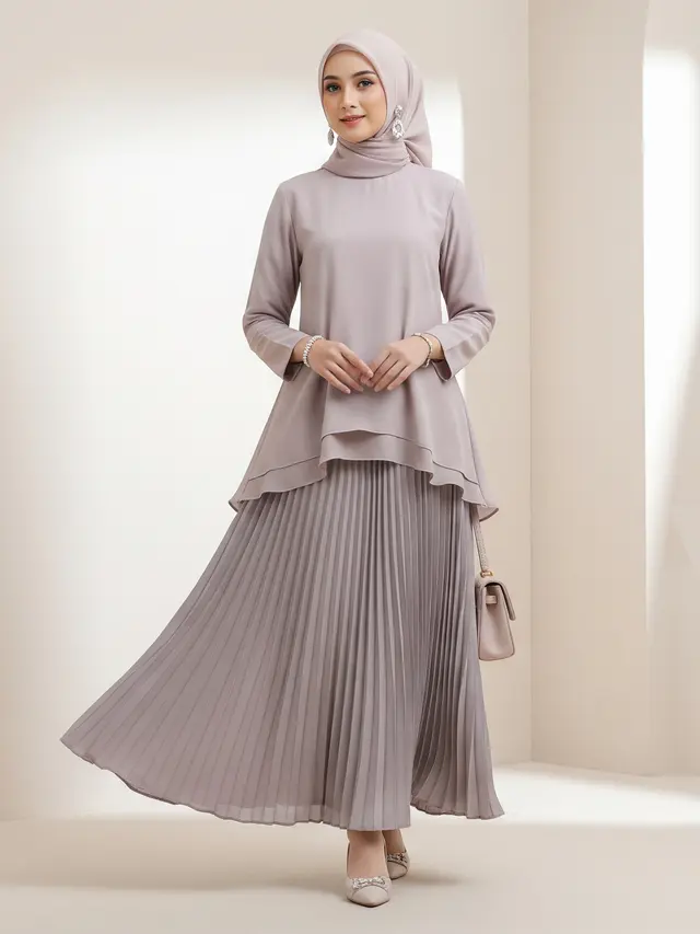 Padu Padan Baju Kurung dengan Bawahan untuk Tampil Stylish Model Rok Plisket