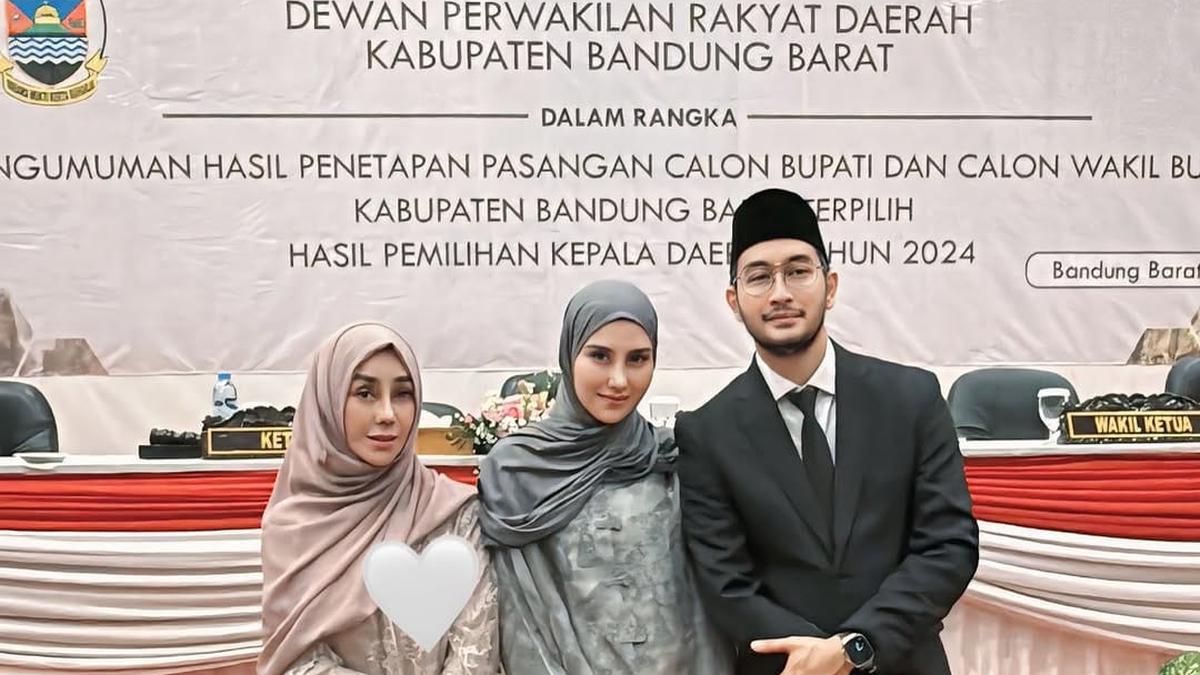 Momen Amy Qanita Dampingi Jeje Govinda Usai Ditetapkan Sebagai Bupati Terpilih Bandung Barat