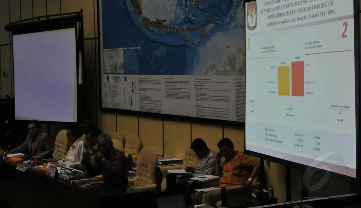 Raker evaluasi ini digelar untuk mendapatkan gambaran soal pelaksanan Pilpres secara komprehensif dari sisi KPU dan Bawaslu, Jakarta, Senin (1/9/14). (Liputan6.com/Johan Tallo)