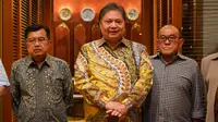 Airlangga Hartarto sampaikan bahwa tidak ada yang boleh menganggu soliditas Golkar pada saat pertemuan tertutup yang diadakan di Darmawangsa Hotel, Kebayoran Baru, Jakarta Selatan, Jumat (4/8/2023). (c) Golkar