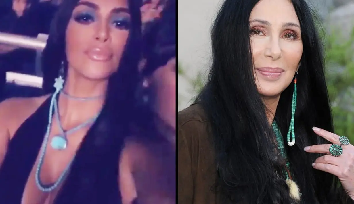 Ini saat Kim Kardashian hadir di acara Cher d Park Theater. (Kim Kardashian/Instagram; Getty Images/USWeekly)