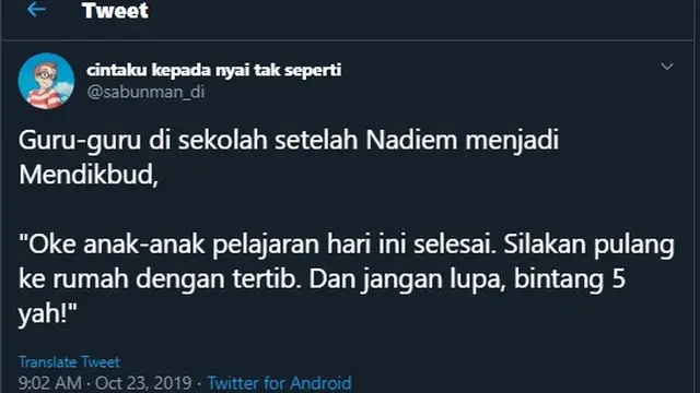 Masuk Kabinet, Ini 7 Cuitan ala Netizen Saat Nadiem Makarim Jadi Mendikbud