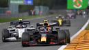 Pembalap Red Bull, Alexander Albon, saat di balapan F1 GP Belgia di Sirkuit Spa-Francorchamps, Minggu (30/8/2020). Lewis Hamilton finis pertama dengan catatan waktu 1 jam 24 menit 8,761 detik. (AP Photo/Francisco Seco, Pool)