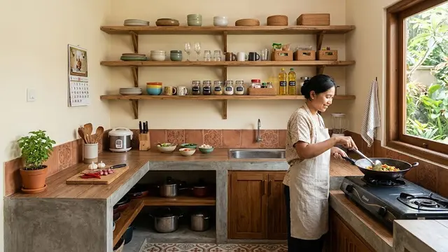 Inspirasi desain dapur yang rapi dan nyaman sehingga bikin masak jadi satset model rak terbuka