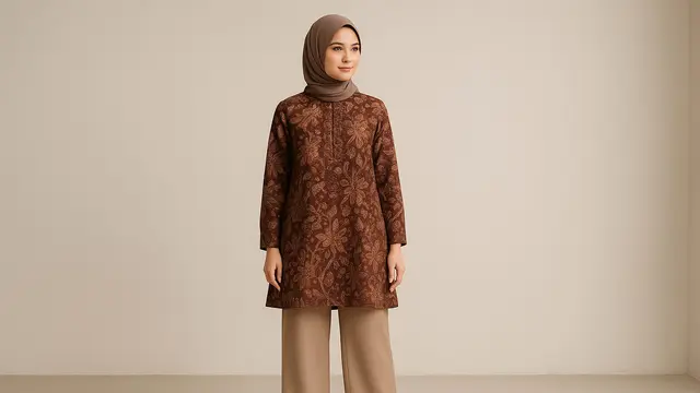 Model Baju Batik untuk Kerja Wanita Muslimah/Ilustrasi gambar oleh AI