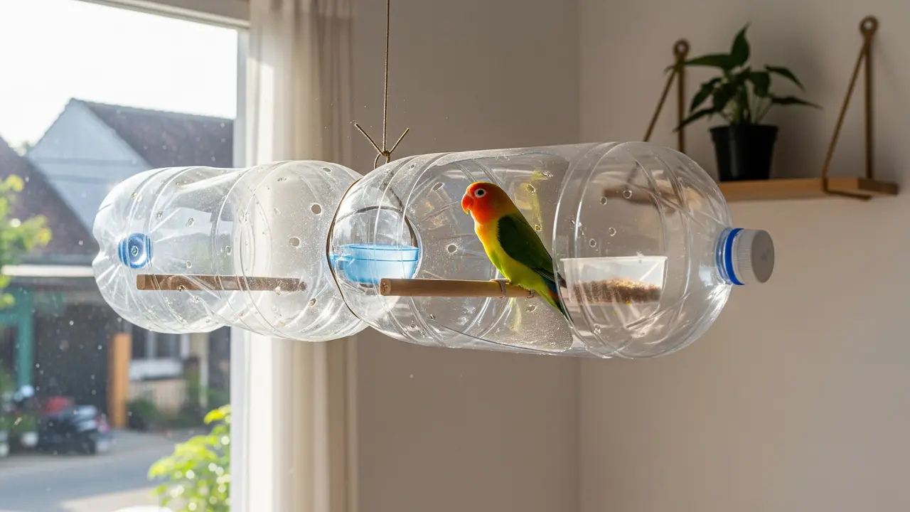 Desain Kandang Lovebird dari Botol Bekas