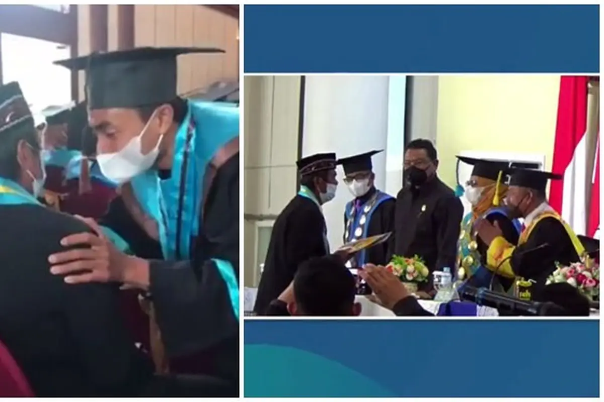 Viral Video Ayah Gantikan Wisuda Anak yang Meninggal Dunia Ini Bikin Haru