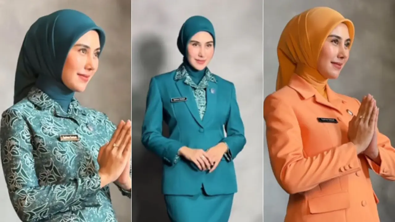 Syahnaz Sadiqah Tampil dengan Seragam PKK